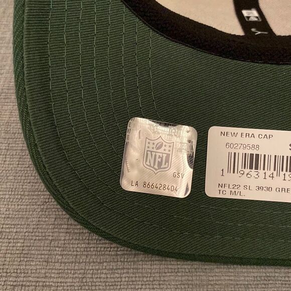 New Era Cream/Green Green Bay Packers Sideline 39THIRTY 2-Tone Flex Hat M/L - Picture 9 of 9